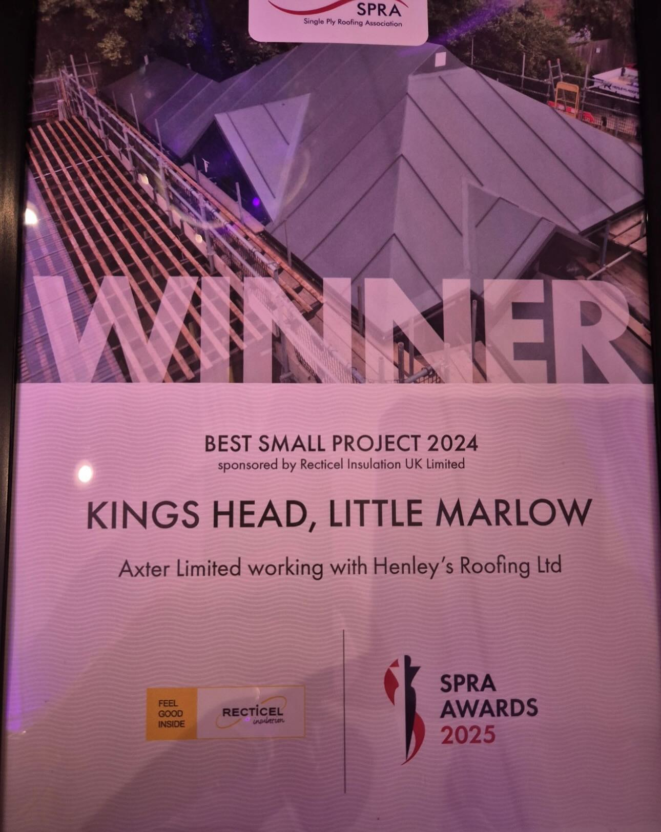 Henleys Roofing - SPRA Awards 2025 Best Small Project Winner